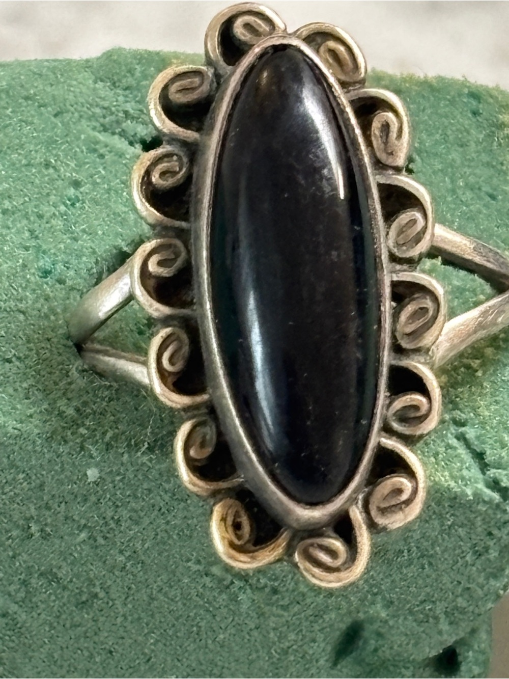 Sterling Silver Black Onyx Oval Statement Ring